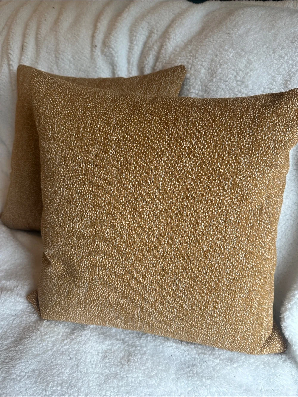 Indoor/outdoor waterproof Textured Mustard Throw Pillow - covers only